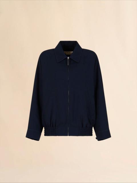 DEEP BLUE WOOL BARACUTA JACKET WITH MARNI SYMBOL