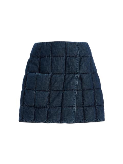 Plahta Quilted Down Denim Mini Skirt blue