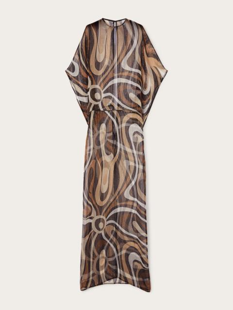 MARMO PRINT LONG CREPONNE DRESS