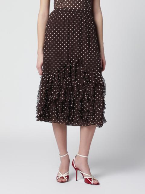 Brown silk skirt with Plusdepois motif
