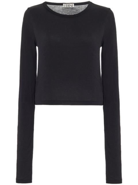 crew-neck long-sleeved top