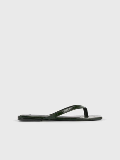 Croco-embossed flip flops dark green