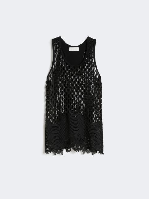 Sequinned mesh top - BLACK