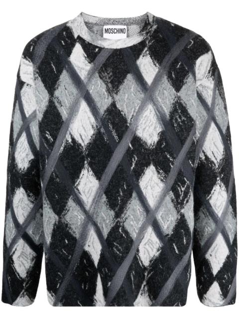 argyle-pattern wool-blend jumper