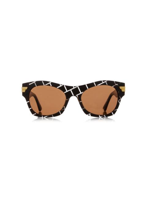 Square-Frame Intrecciato Acetate Sunglasses brown