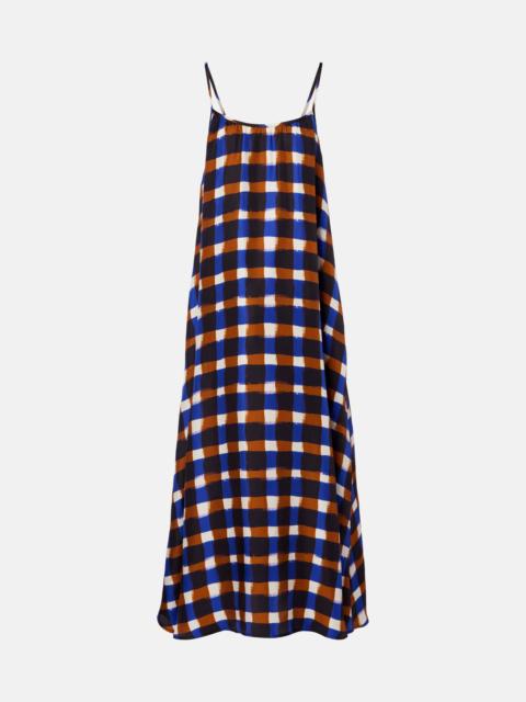 Napoli checked silk twill maxi dress