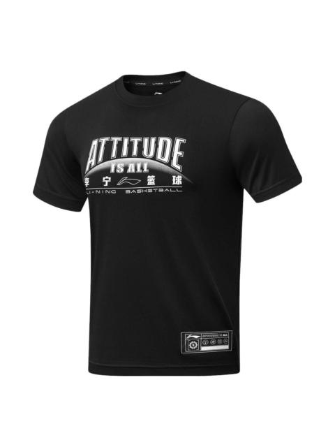 Li-Ning Basketball Attitude Is All Graphic T-shirt 'Black White' AHST299-1