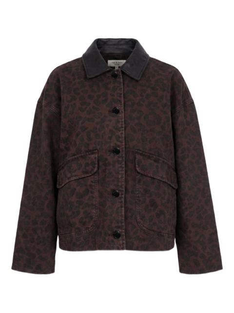 leopard-print collar jacket