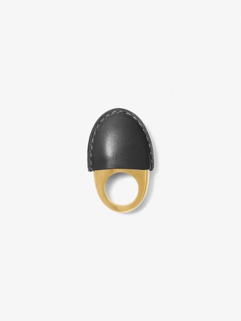 Leather-Wrapped 24k-Gold-Plated Brass Dome Ring