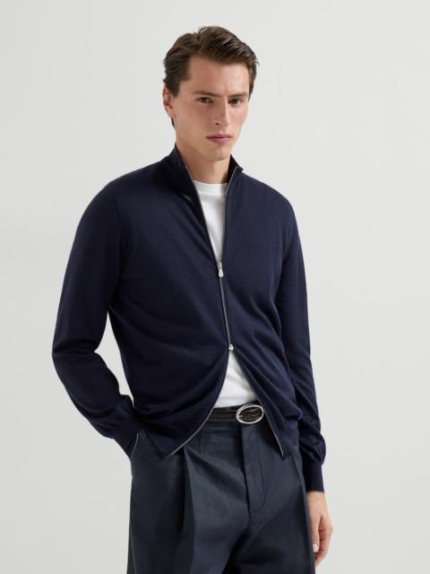 Cashmere and silk lightweight cardigan with zipper