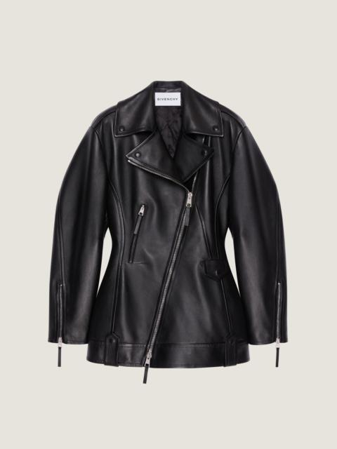 CINCHED BIKER JACKET IN LEATHER