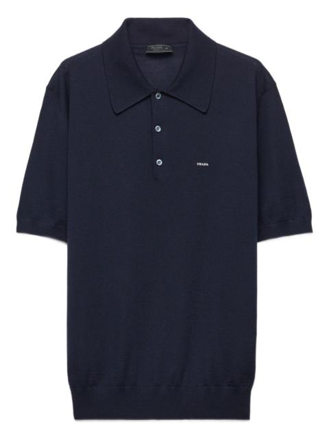 embroidered wool polo shirt