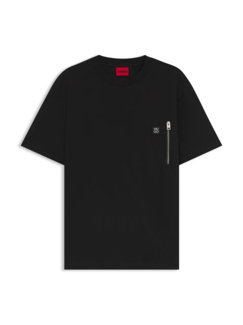 INTERLOCK-COTTON T-SHIRT WITH ZIP POCKET