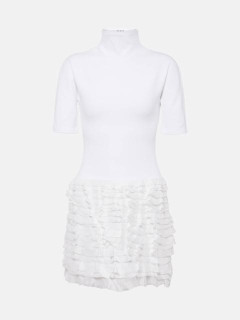 Ruffled high-neck jersey minidress