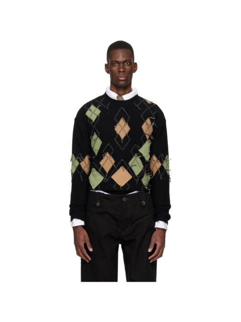 Black Tom Argyle Crew-Neck Sweater