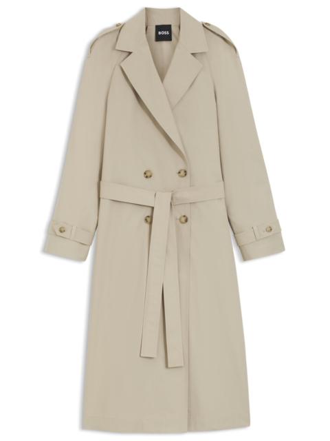 DOUBLE-BREASTED TRENCH COAT WITH LOW-WAIST BELT