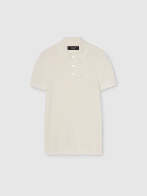 Cashmere silk polo shirt with embroidery