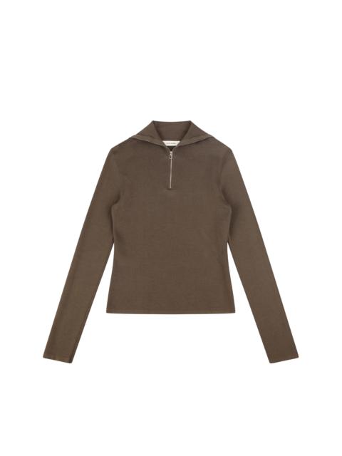 ZIP UP TURTLENECK SLIM BROWN