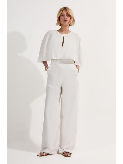 Premium Tailored Linen Drama Cape Jumpsuit