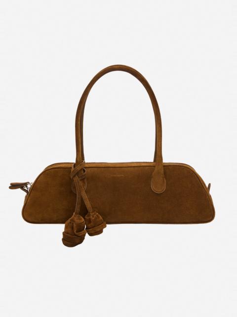Brigitte trapeze in camel suede with flower charm