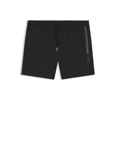 SWIM SHORTS WITH FOIL-PRINTED LOGO AND STRIPE