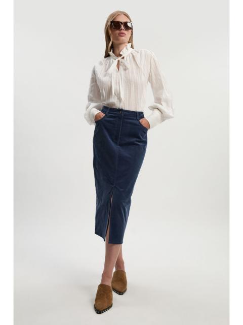 Stretch Cord Midi Pencil Skirt