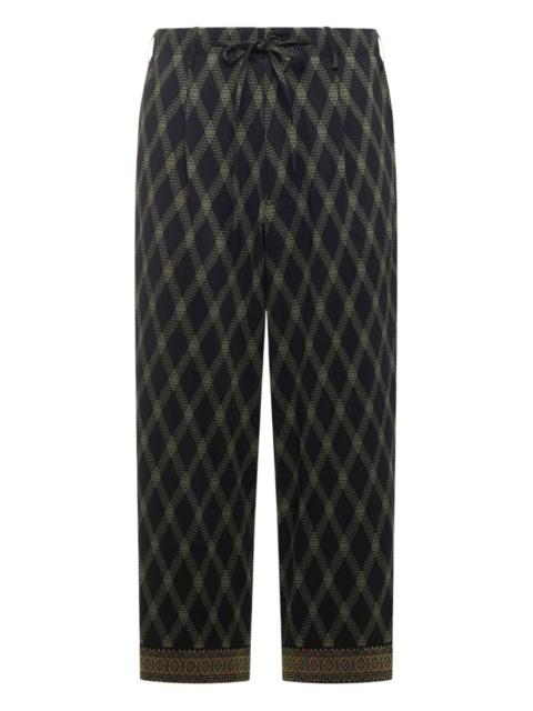 diamond-pattern drawstring-waist trousers