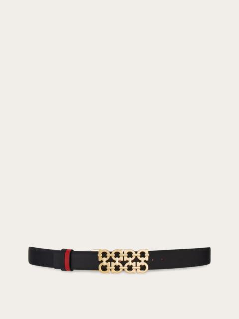 Reversible and adjustable belt with woven Gancini