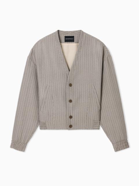 V-NECK BLOUSON IN FABRIC WITH 3D-EFFECT MICRO-PATTERN