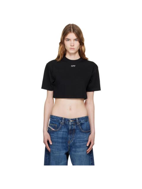 Black 'OFF' Stamp Rib Cropped T-shirt