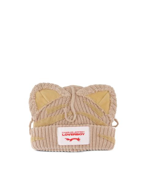 ears-detail logo-label beanie hat