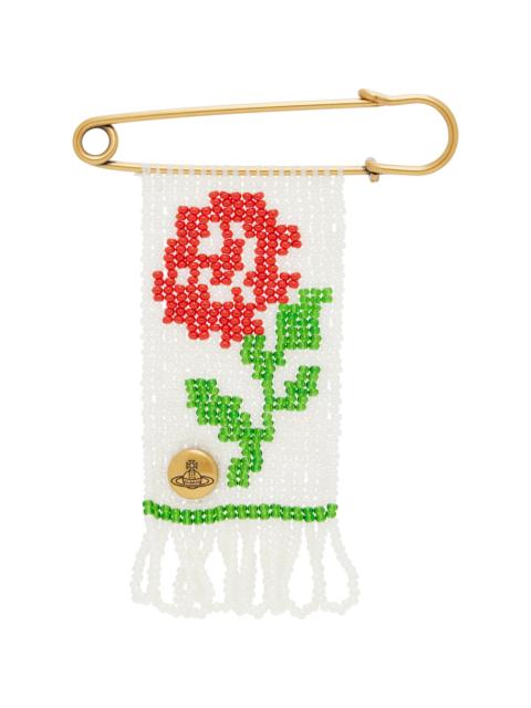 Rose Beaded Charm Brooch