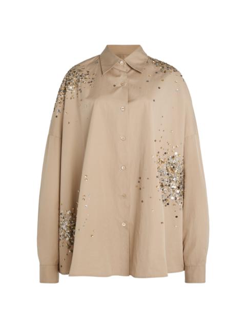 Casia Embellished Cotton-Poplin Shirt neutral
