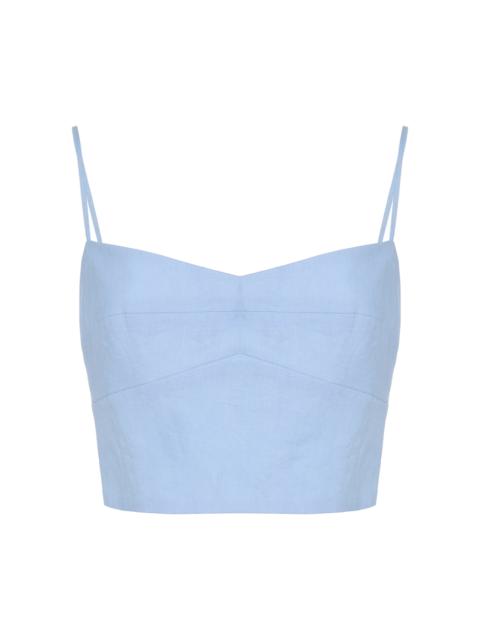 Exclusive Lorenzo Linen Crop Top blue