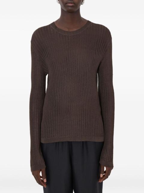 Hedora ribbed semi-sheer jumper