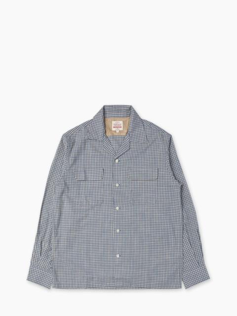 FORTELA BAKER GINGHAM COTTON BOWLING SHIRT LIGHT BLUE