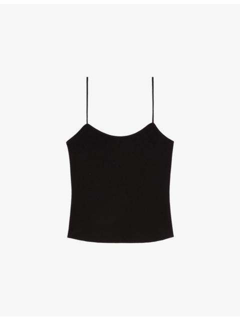 Round-Neck Narrow-Strap Woven Cami Top