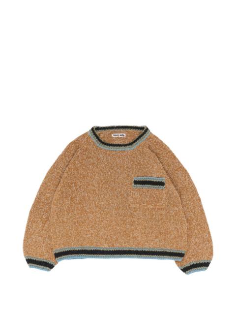 Bulb chest-pocket ribbed-trim sweater