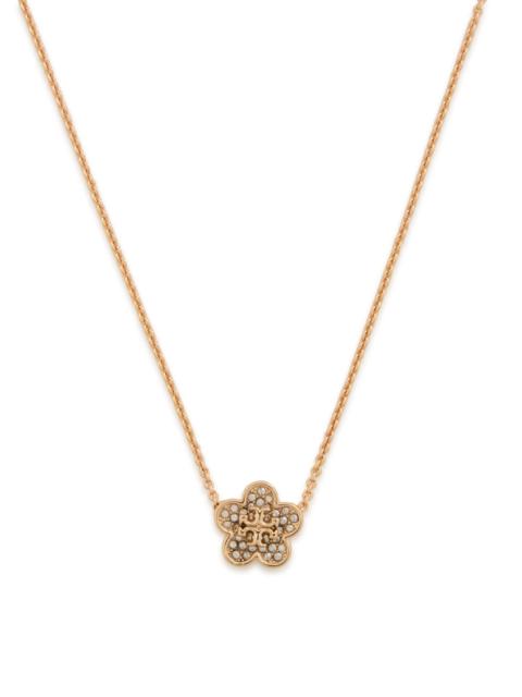 Tory Burch Forget Me Not Floral Pavé 18kt Gold-plated Necklace