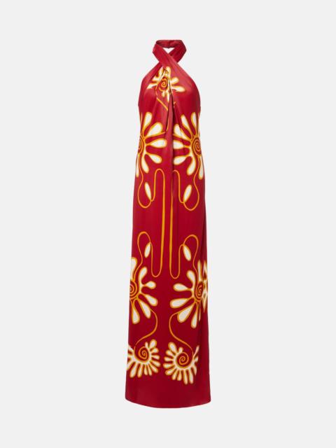 Oliviera printed halterneck maxi dress