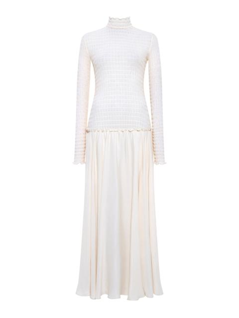 Feja Smocked Open-Back Midi Dress ivory