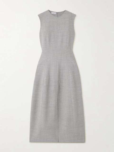 Paneled Wool Midi Dress