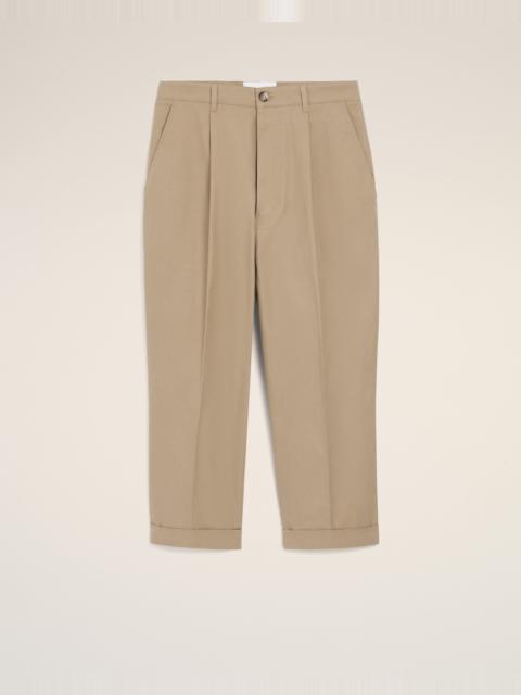 BEIGE COTTON CARROT OVERSIZED TROUSERS