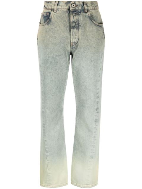 washed denim straight-leg jeans