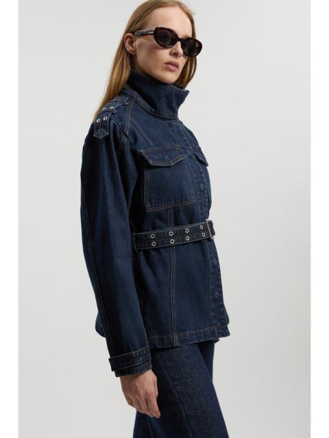 Denim Belted Safari Jacket
