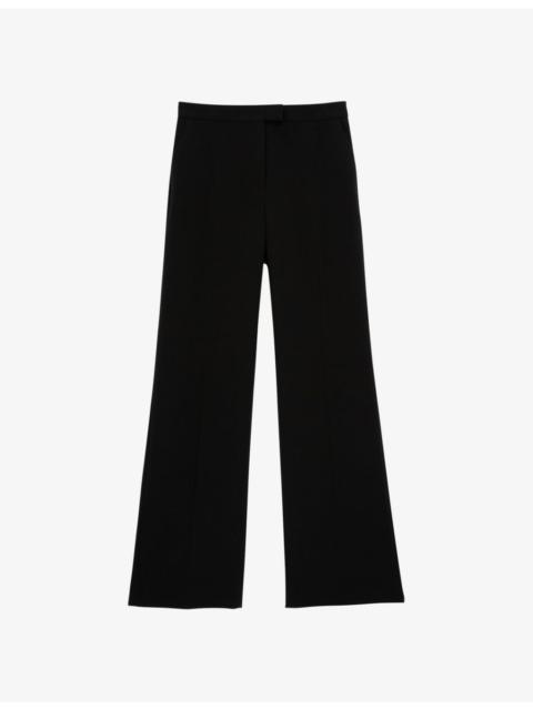 Straight-leg high-rise crepe trousers