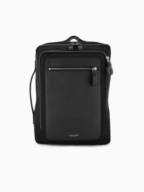 ASV nylon and pebbled-leather backpack
