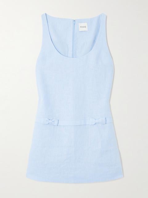 Harper Bow-detailed Linen Mini Dress