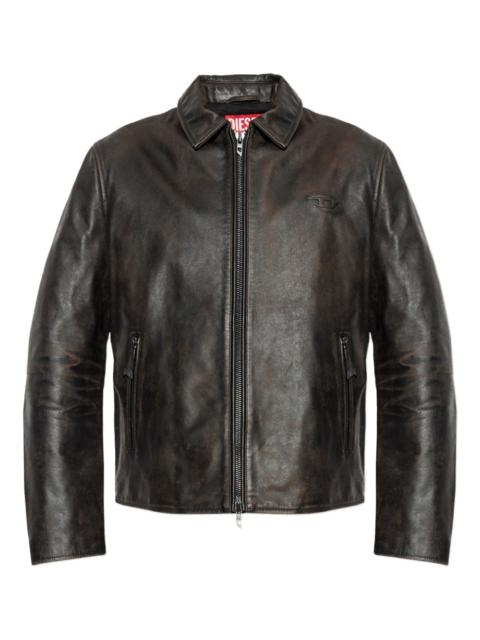 L-Amar-WRD logo-embossed leather jacket