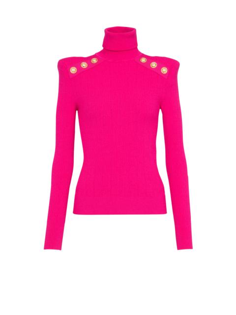 Knit sweater with gold-tone buttons